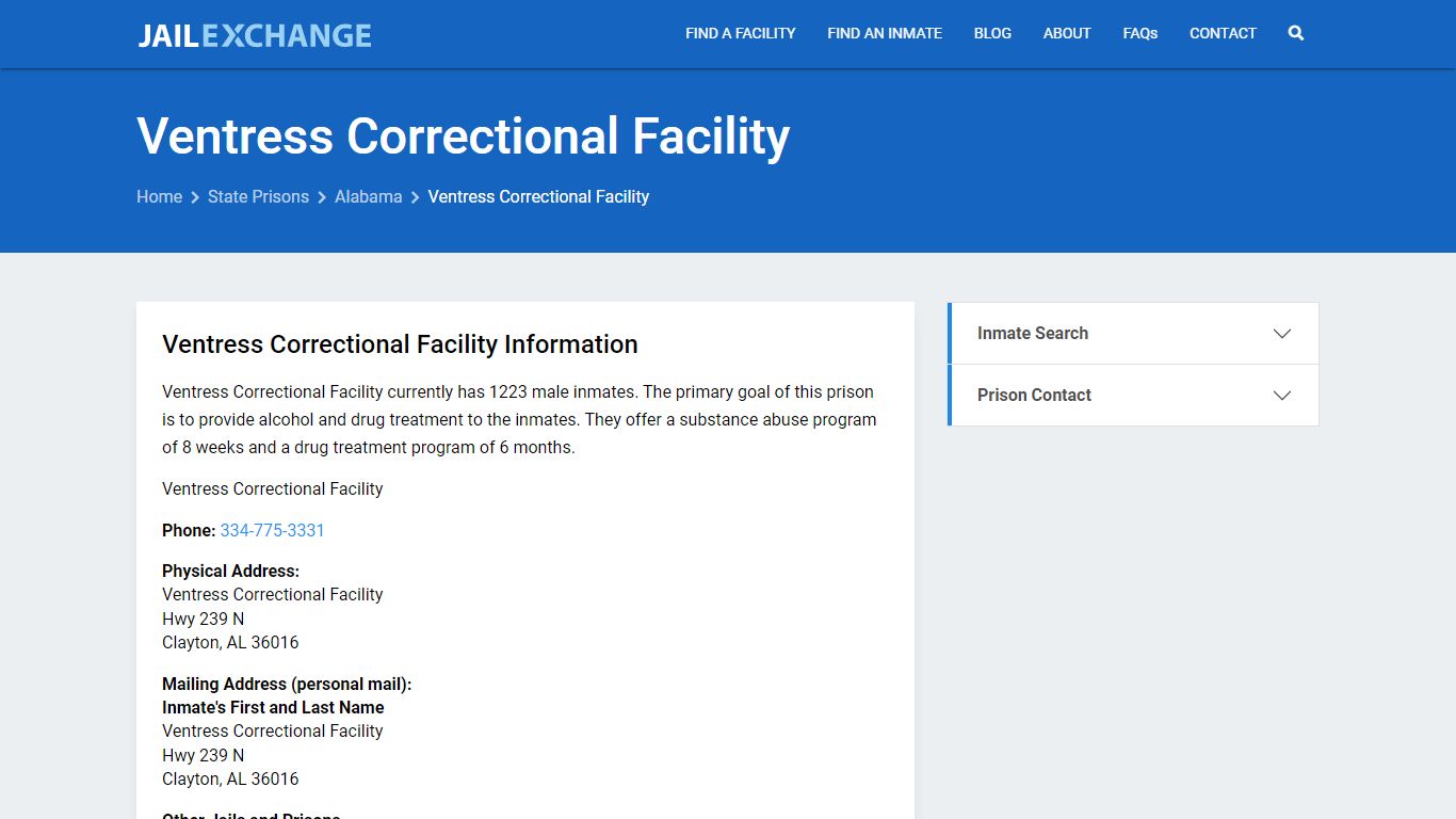 Ventress Correctional Facility Inmate Search, AL - Jail Exchange